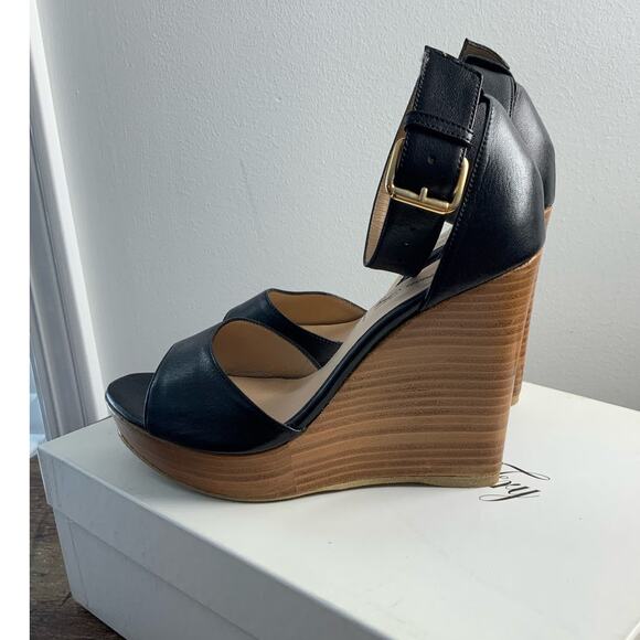 Emerson Fry Black and Brown Wedge Heels - Picture 5 of 7